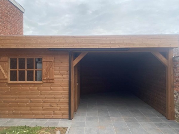 Carport thermo grenen - Deplaecie Ieper