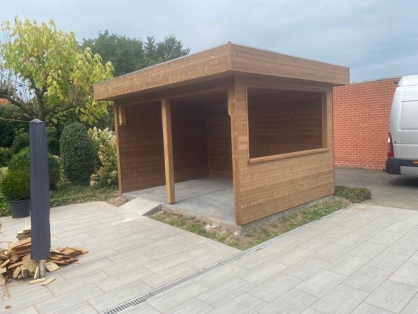 Zithoek, tuinhuis thermo grenen - Deplaecie Ieper